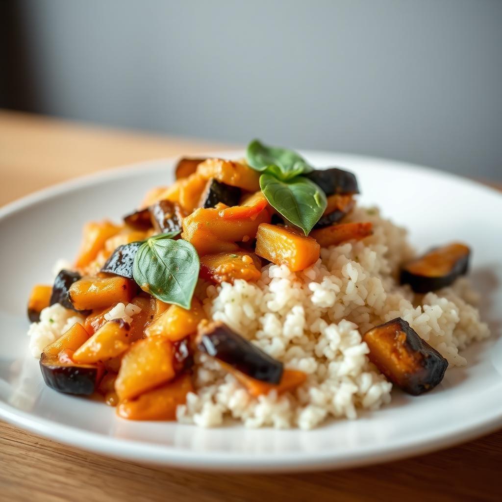 Thai Basil Eggplant Stir-Fry with Jasmine Rice Thai Basil Eggplant Stir-Fry with Jasmine Rice
