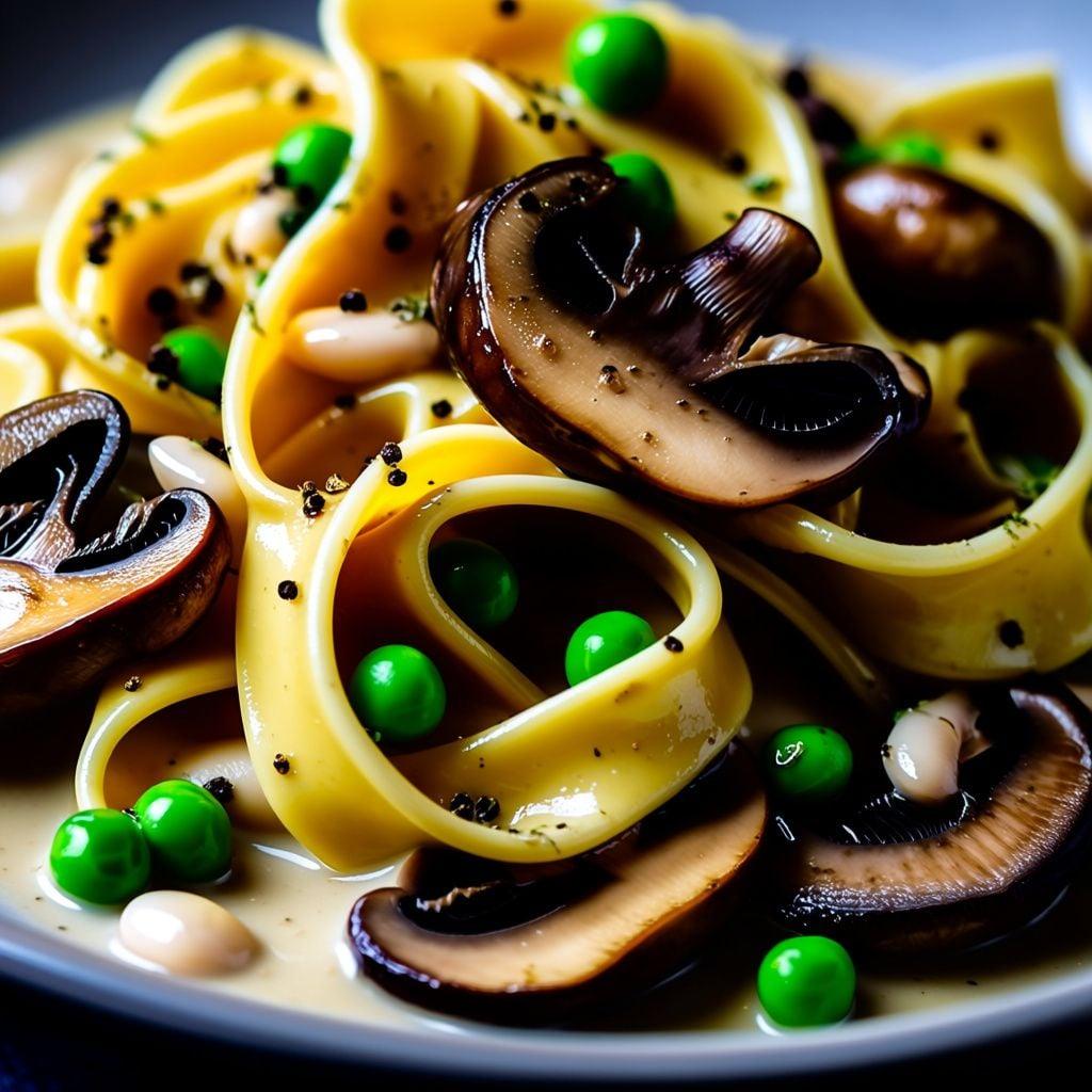 Creamy Garlic Mushroom & White Bean Pappardelle Creamy Garlic Mushroom & White Bean Pappardelle