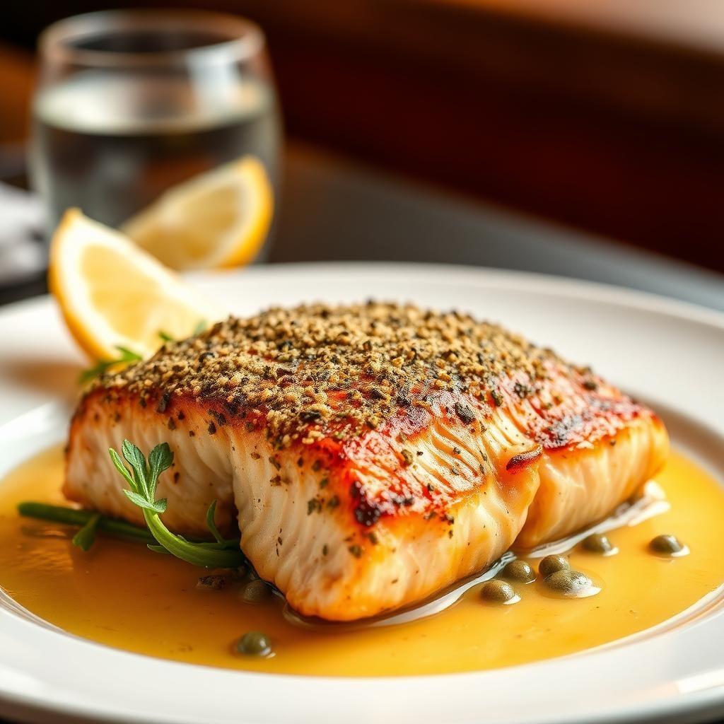 Herb-Crusted Grilled Salmon with Lemon Caper Sauce Herb-Crusted Grilled Salmon with Lemon Caper Sauce