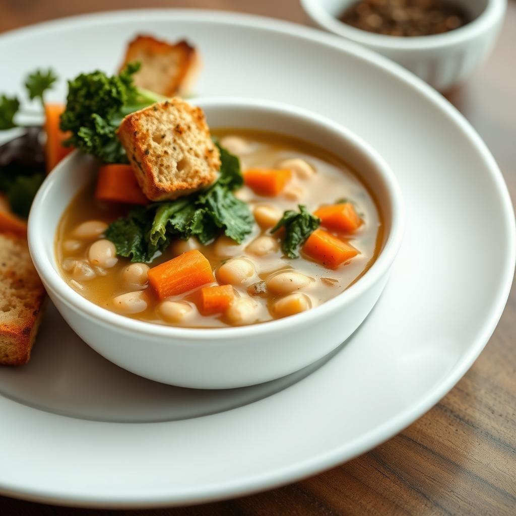 Tuscan White Bean and Kale Soup with Herb Croutons Tuscan White Bean and Kale Soup with Herb Croutons