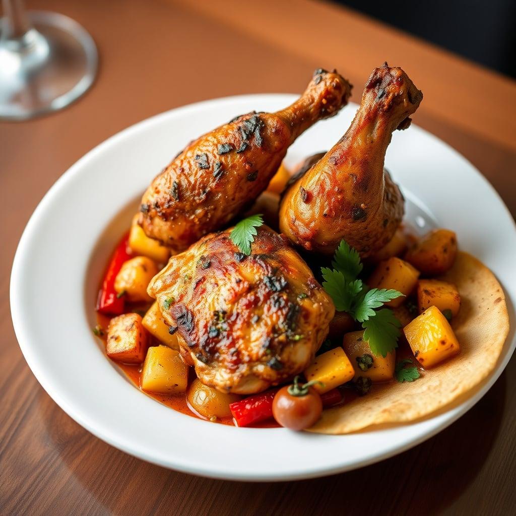 Skillet-Roasted Adobo Chicken Thighs with Pimentón Potatoes, Blistered Peppers, and Charred Corn Tortillas Skillet-Roasted Adobo Chicken Thighs with Pimentón Potatoes, Blistered Peppers, and Charred Corn Tortillas