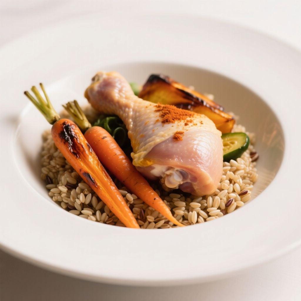 Moroccan-Spiced Chicken and Farro Bowl with Roasted Carrots Moroccan-Spiced Chicken and Farro Bowl with Roasted Carrots