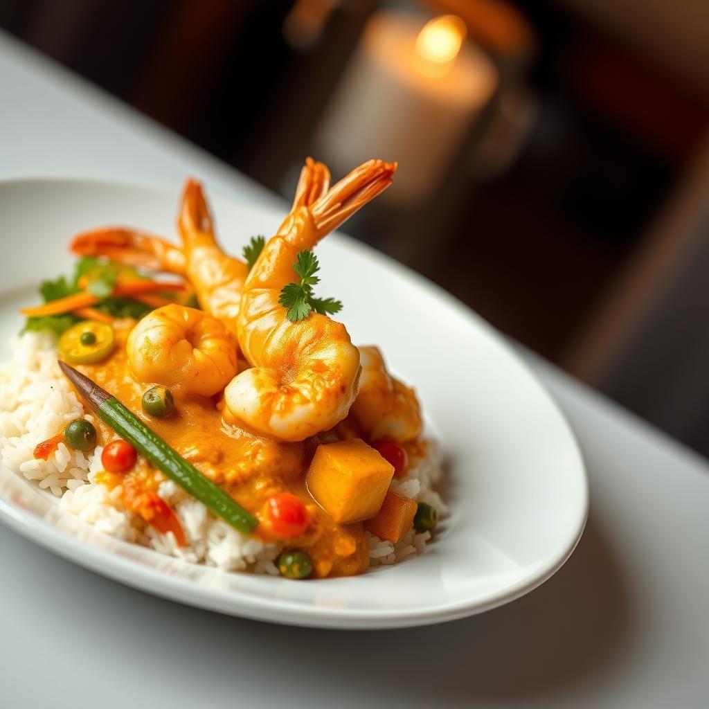 Coconut Curry Shrimp with Jasmine Rice and Sautéed Vegetables Coconut Curry Shrimp with Jasmine Rice and Sautéed Vegetables