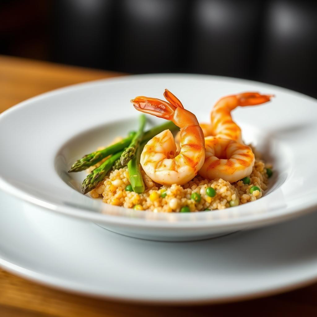 Garlic Butter Shrimp with Lemon Asparagus and Quinoa Garlic Butter Shrimp with Lemon Asparagus and Quinoa