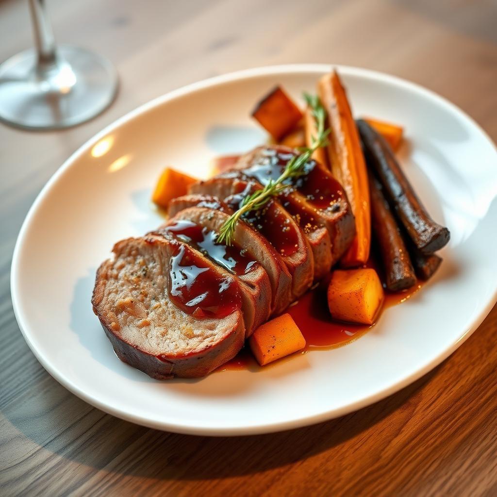Maple Glazed Pork Tenderloin with Roasted Root Vegetables Maple Glazed Pork Tenderloin with Roasted Root Vegetables