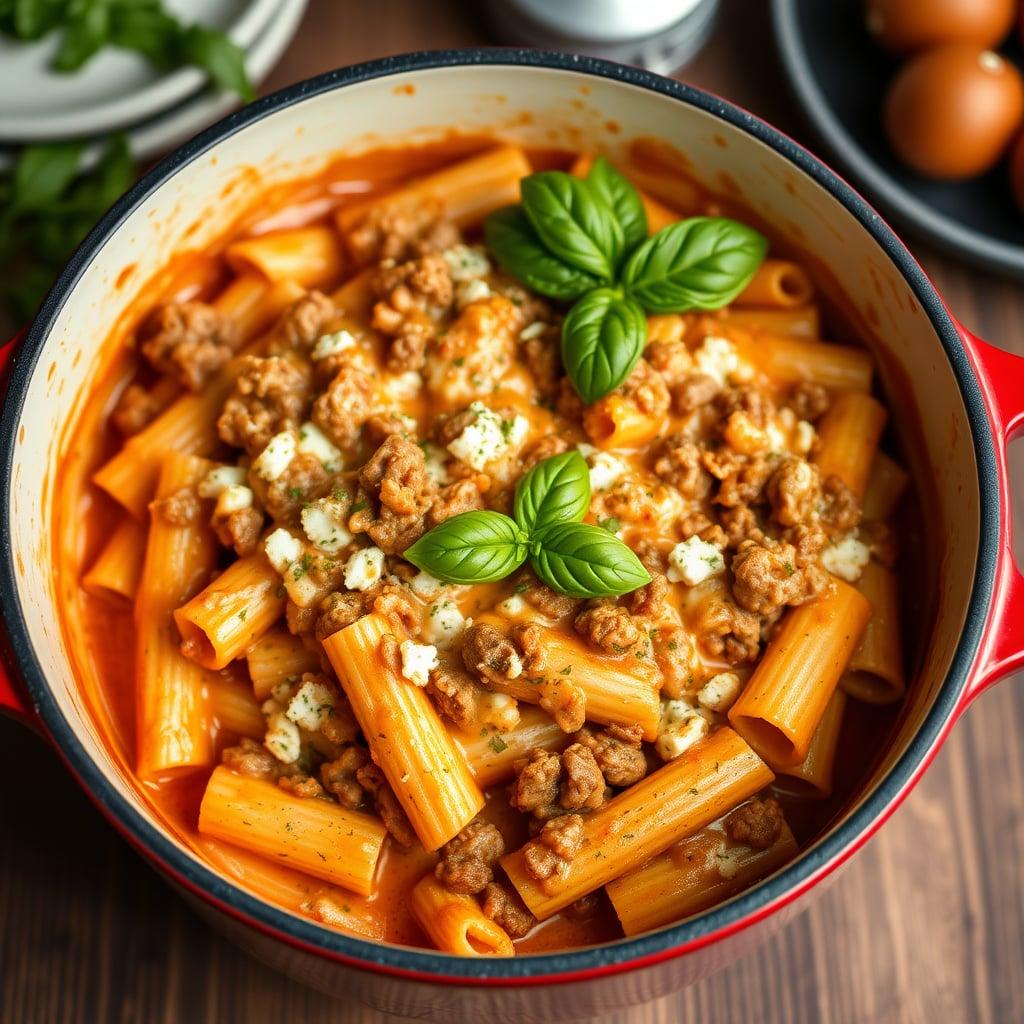 One-Pot Creamy Ricotta and Beef Rigatoni One-Pot Creamy Ricotta and Beef Rigatoni