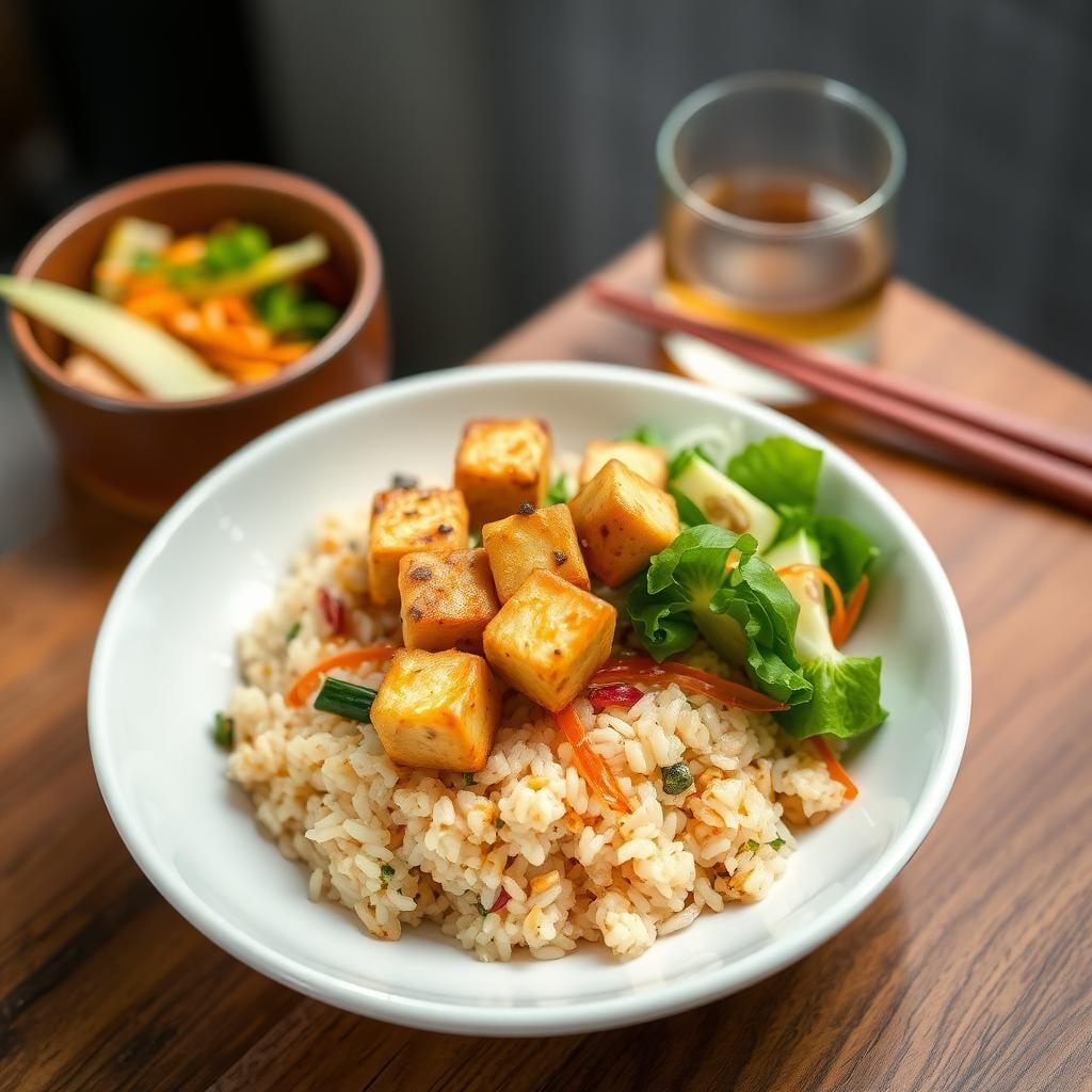 Asian-Inspired Rice Bowl with Sesame Ginger Tofu