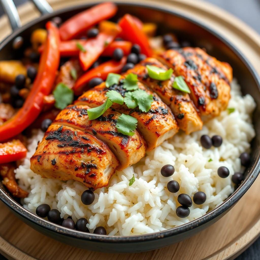 Chili-Lime Chicken Fajita Skillet with White Rice Chili-Lime Chicken Fajita Skillet with White Rice