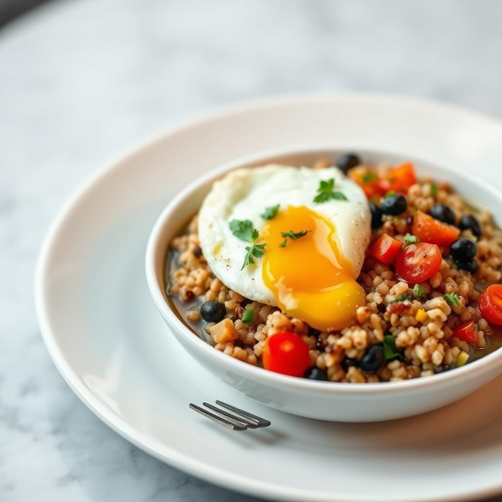 Mediterranean Breakfast Bowl with Poached Egg Mediterranean Breakfast Bowl with Poached Egg