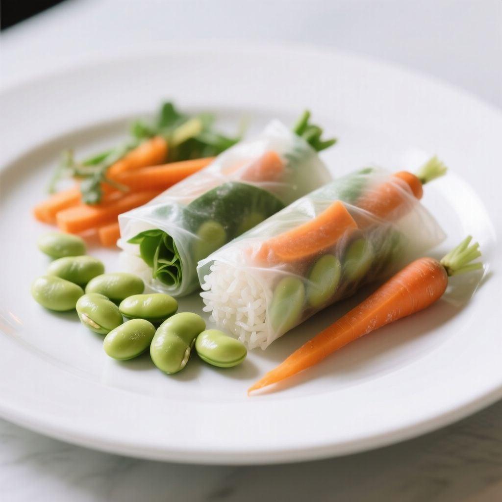 Vietnamese-Style Edamame & Carrot Rice Paper Rolls Vietnamese-Style Edamame & Carrot Rice Paper Rolls