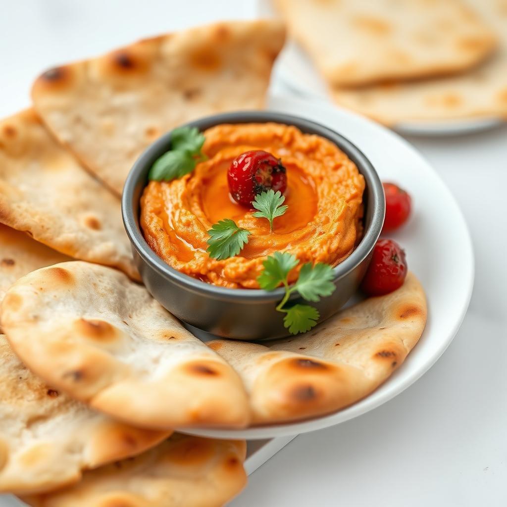Roasted Cherry Tomato Hummus with Warm Pita Roasted Cherry Tomato Hummus with Warm Pita