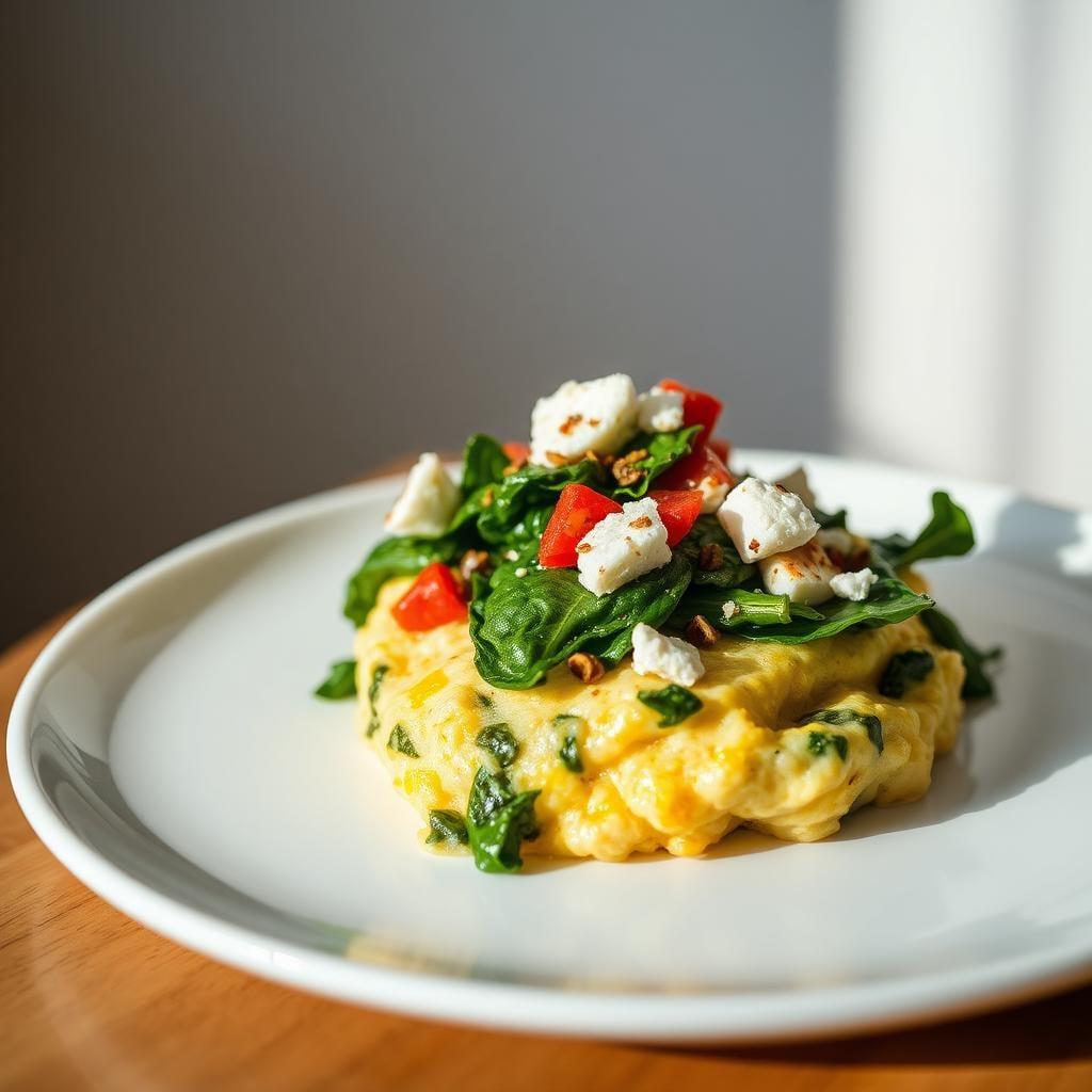 Quick Spinach & Feta Egg White Scramble Quick Spinach & Feta Egg White Scramble