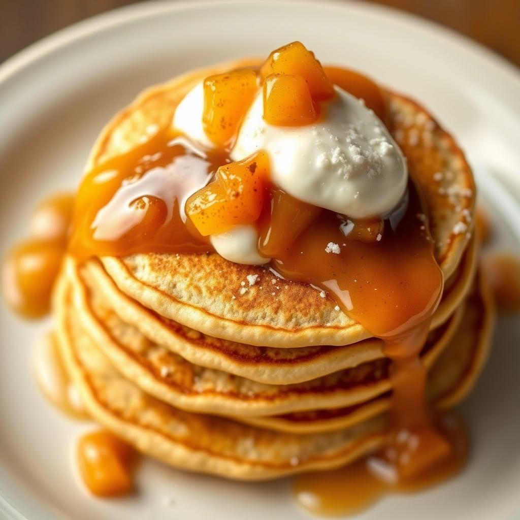 Whole Grain Buttermilk Pancakes with Spiced Apple Compote and Vanilla Bean Yogurt Whole Grain Buttermilk Pancakes with Spiced Apple Compote and Vanilla Bean Yogurt