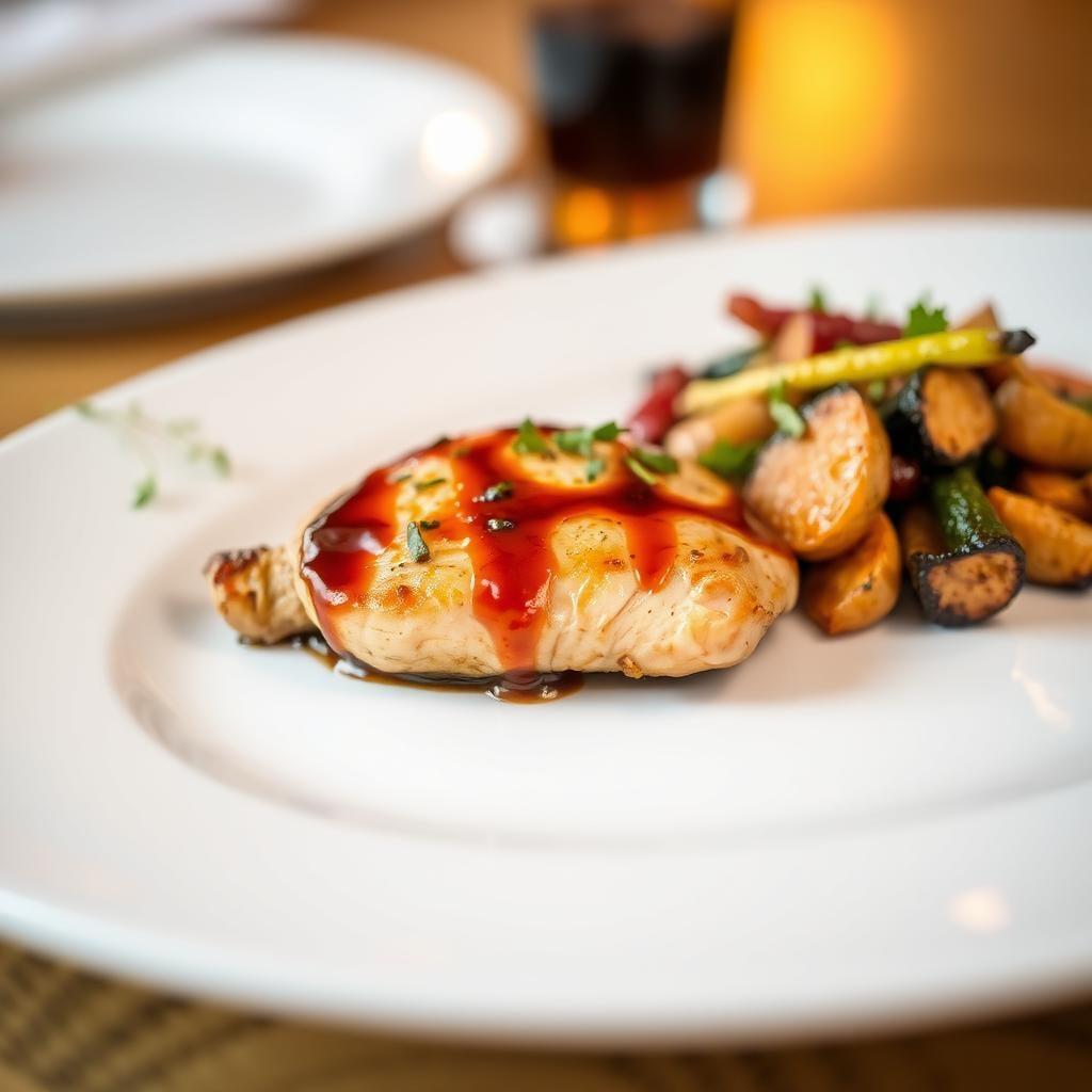 Balsamic Glazed Chicken with Herb-Roasted Root Vegetables