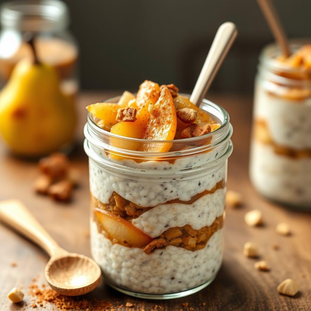 Chai-Spiced Overnight Oats with Caramelized Pears