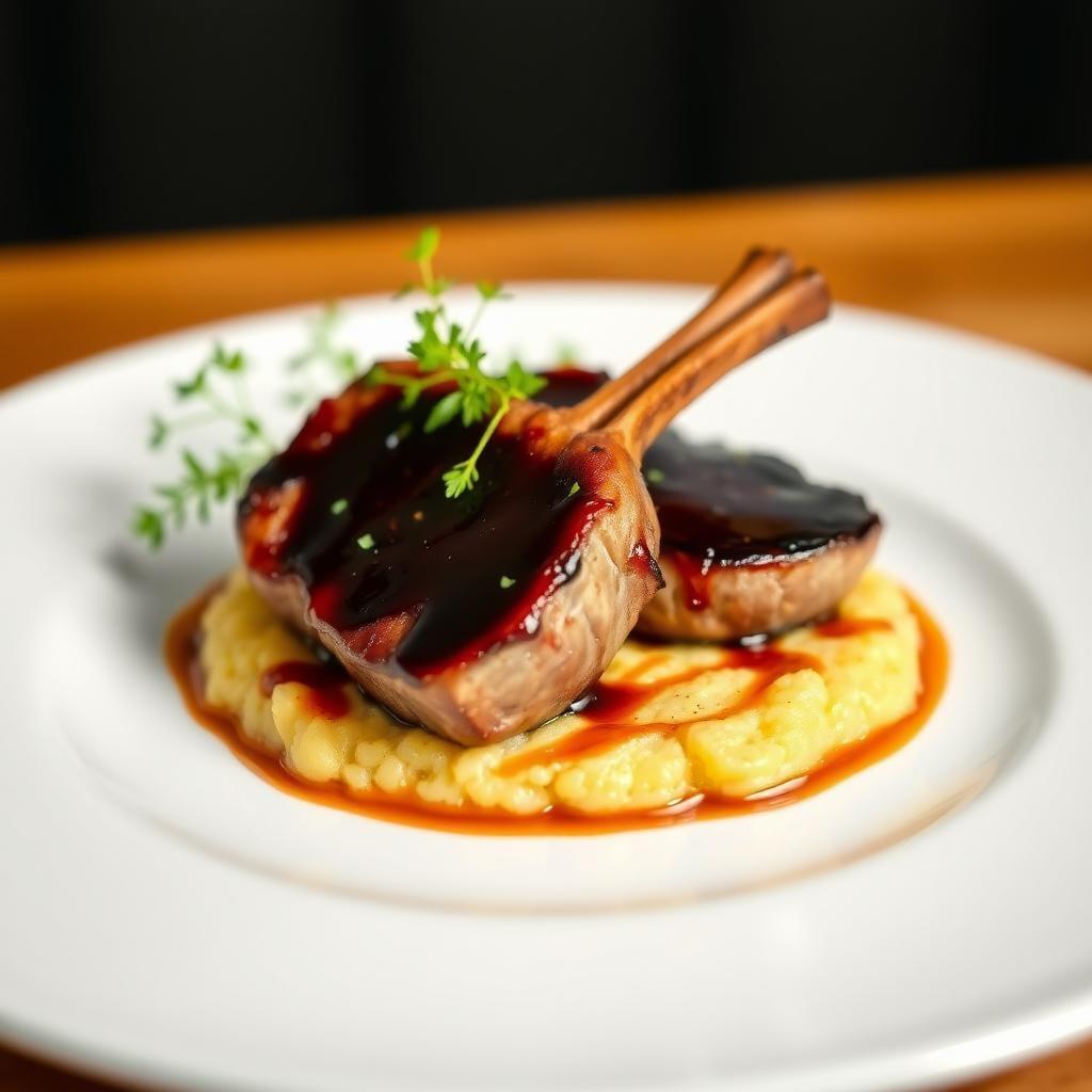 Balsamic Glazed Pork Chops with Parmesan Polenta