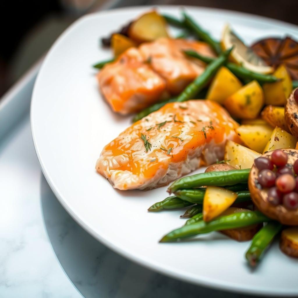 Sheet Pan Lemon-Dill Salmon with Green Beans and Roasted Potatoes Sheet Pan Lemon-Dill Salmon with Green Beans and Roasted Potatoes