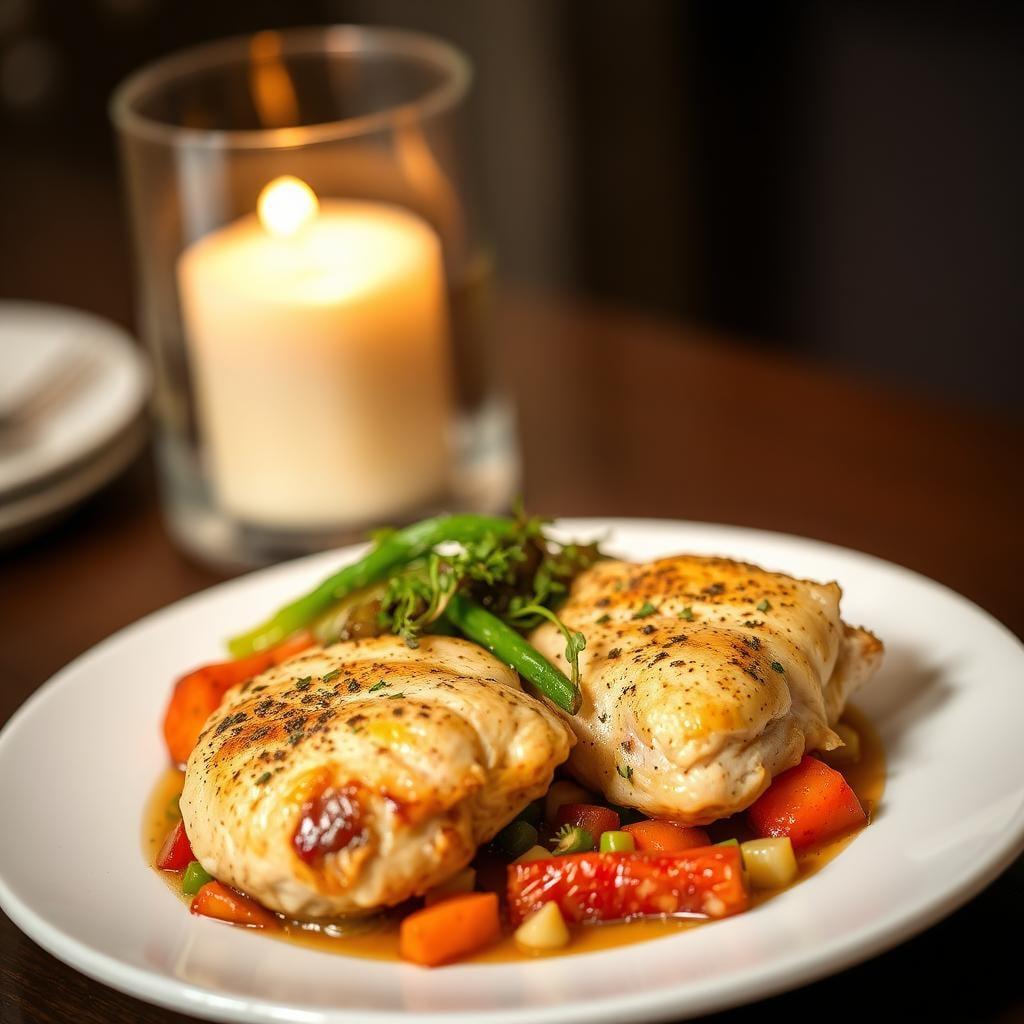 Lemon Garlic Chicken Thighs with Seasonal Vegetables Lemon Garlic Chicken Thighs with Seasonal Vegetables