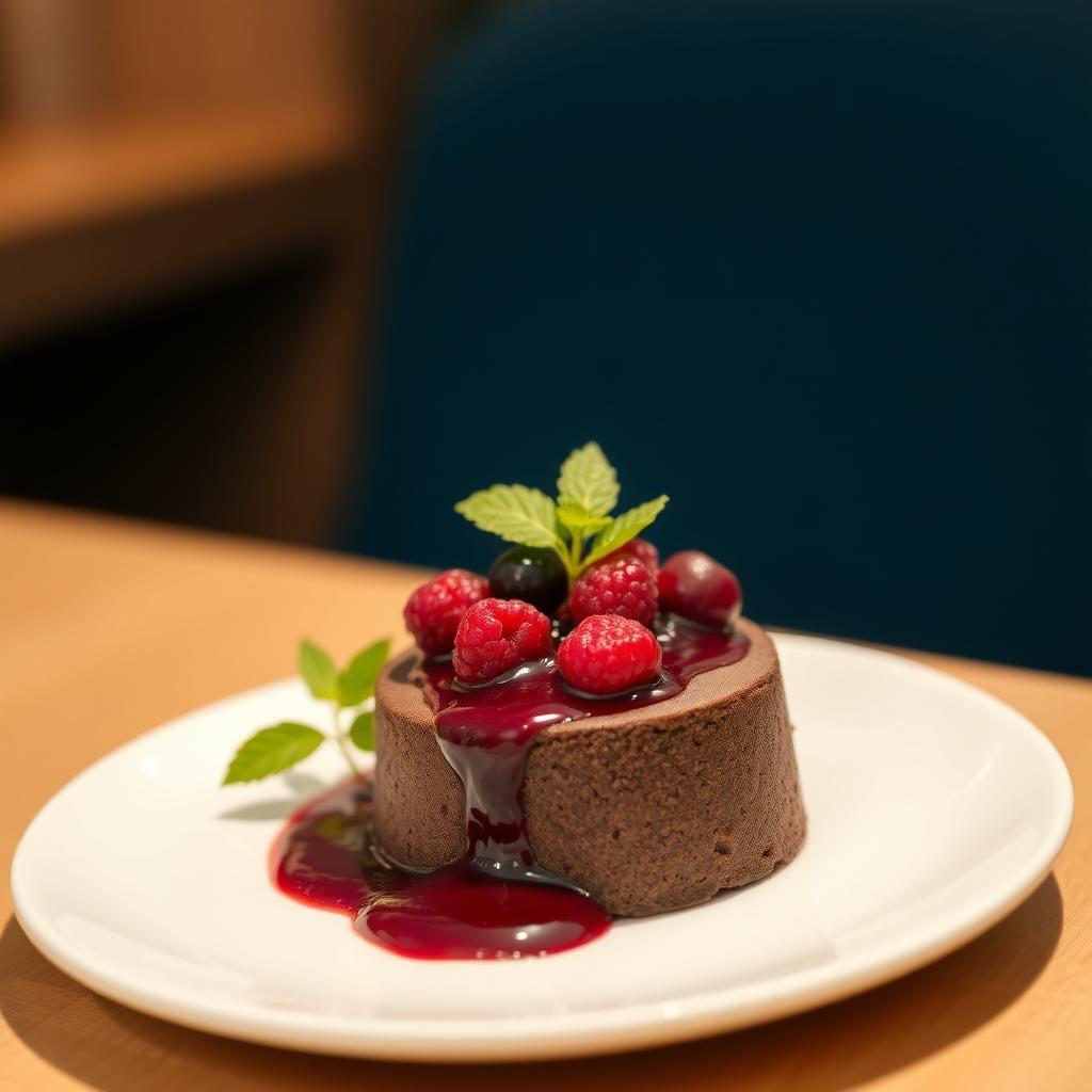 Flourless Chocolate Fudge Cake with Berry Compote Flourless Chocolate Fudge Cake with Berry Compote