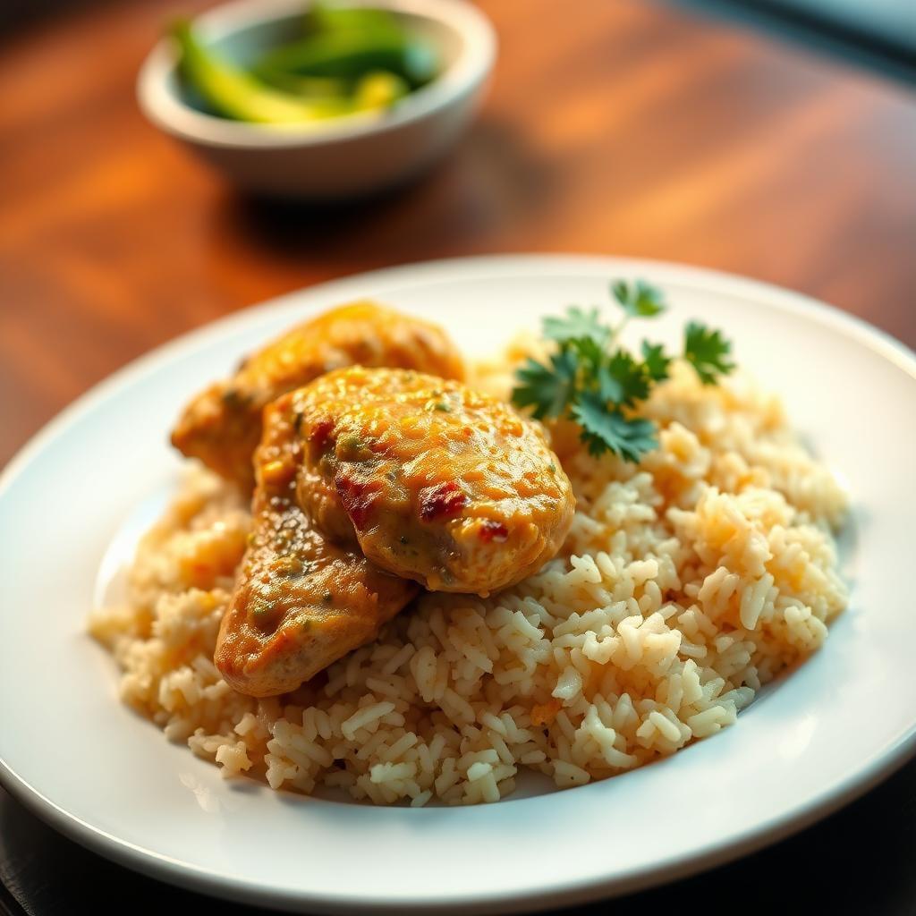 Coconut Curry Chicken Thighs with Ginger Jasmine Rice