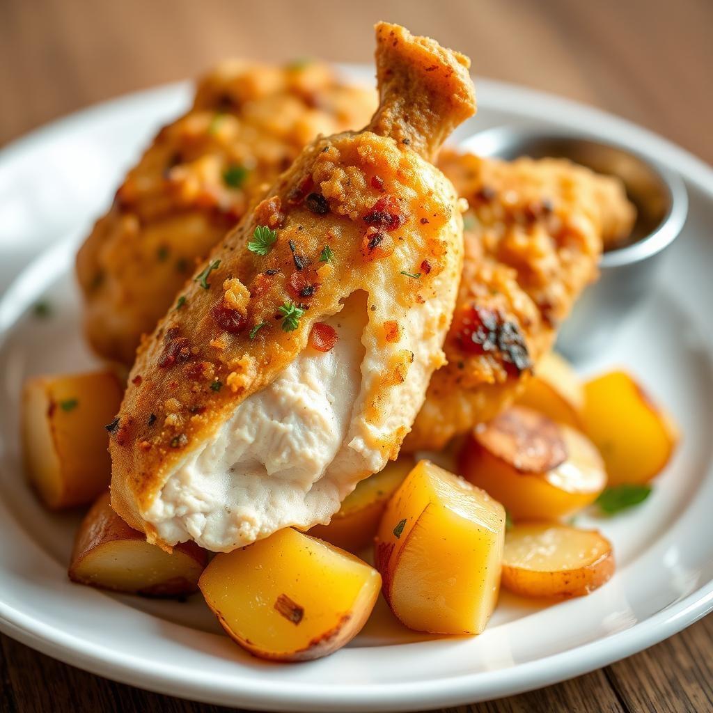 Baked Chicken Tenders with Roasted Potatoes Baked Chicken Tenders with Roasted Potatoes