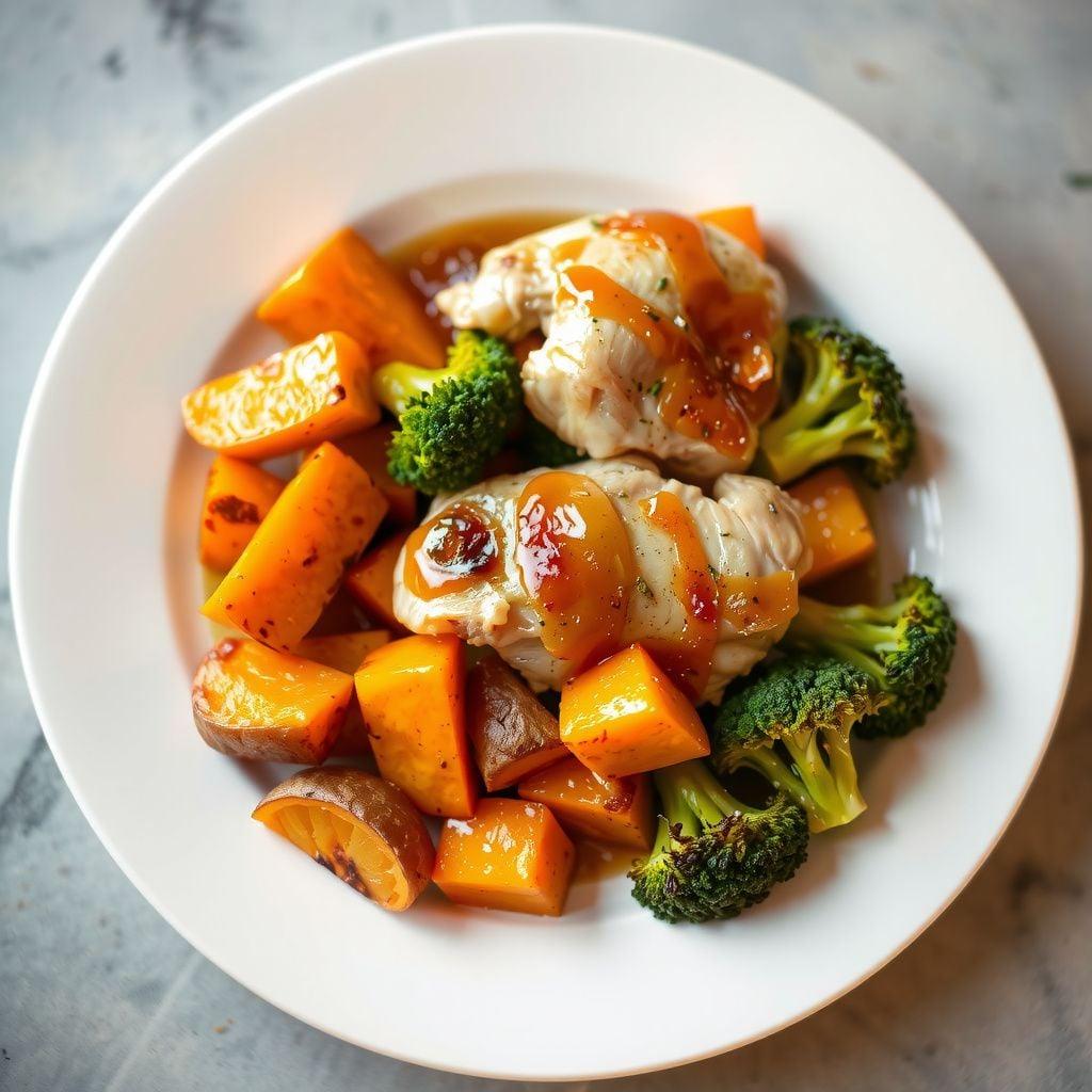 Sheet Pan Honey-Lime Chicken Thighs with Roasted Broccoli & Sweet Potatoes Sheet Pan Honey-Lime Chicken Thighs with Roasted Broccoli & Sweet Potatoes