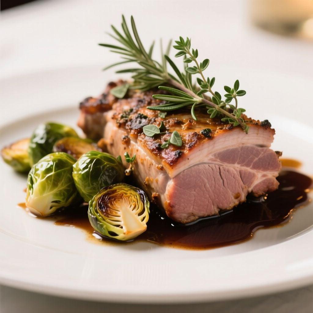 Tuscan Herb-Crusted Pork Loin with Balsamic-Roasted Brussels Sprouts Tuscan Herb-Crusted Pork Loin with Balsamic-Roasted Brussels Sprouts