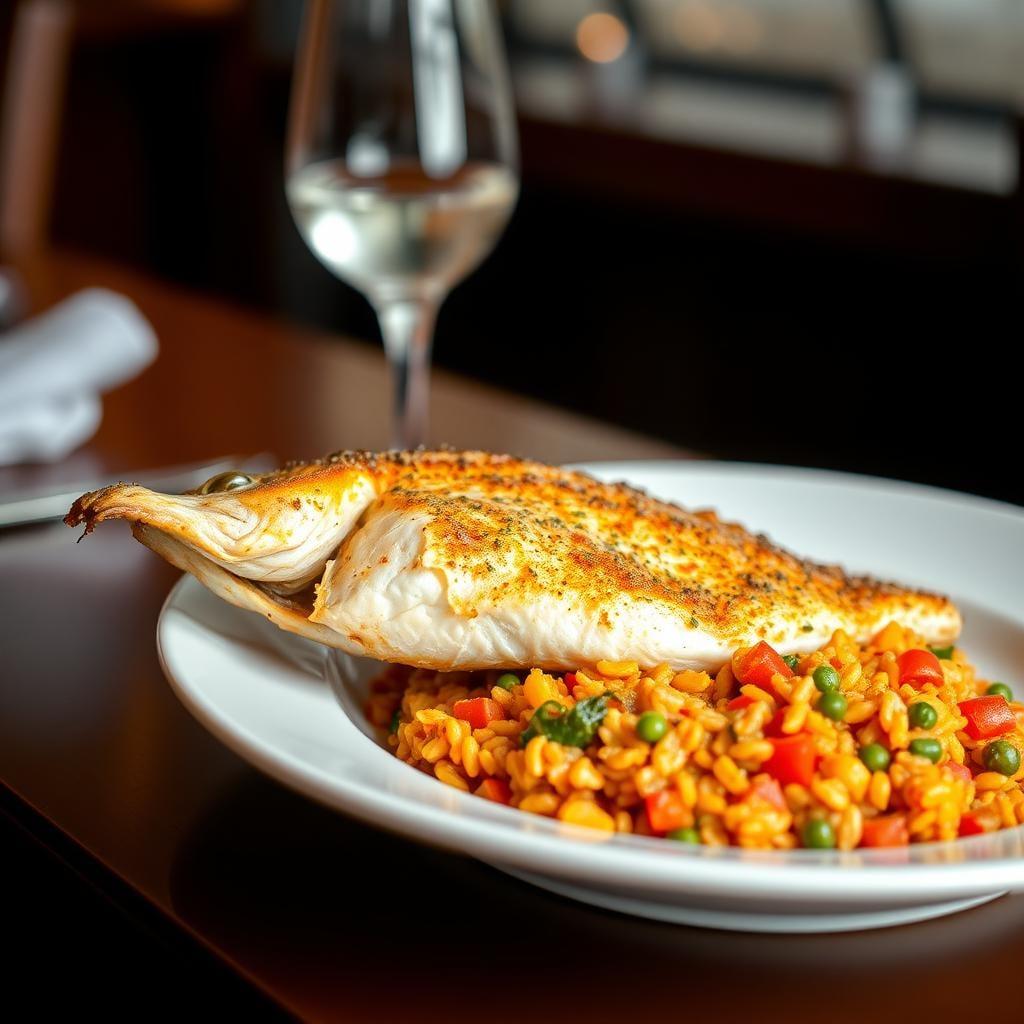 Baked Cajun Fish with Colorful Bell Pepper Rice