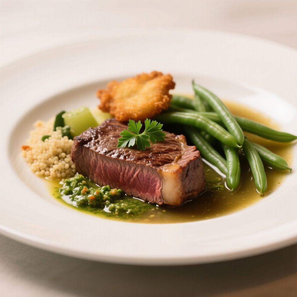 Flash-Seared Flank Steak with Parsley Chimichurri and Green Beans Flash-Seared Flank Steak with Parsley Chimichurri and Green Beans