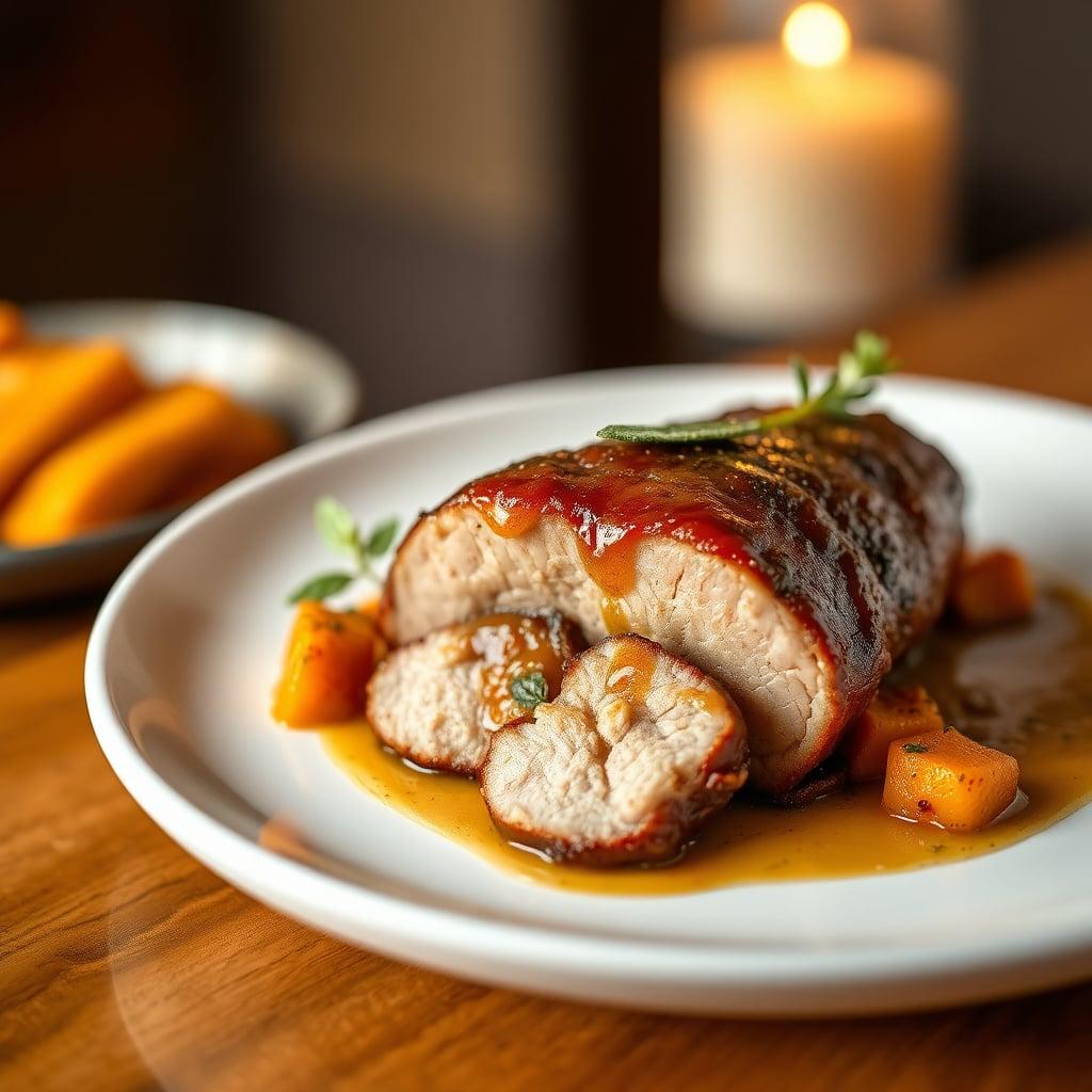 Pan-Seared Honey-Glazed Pork Tenderloin with Roasted Butternut Squash and Sage Brown Butter Pan-Seared Honey-Glazed Pork Tenderloin with Roasted Butternut Squash and Sage Brown Butter