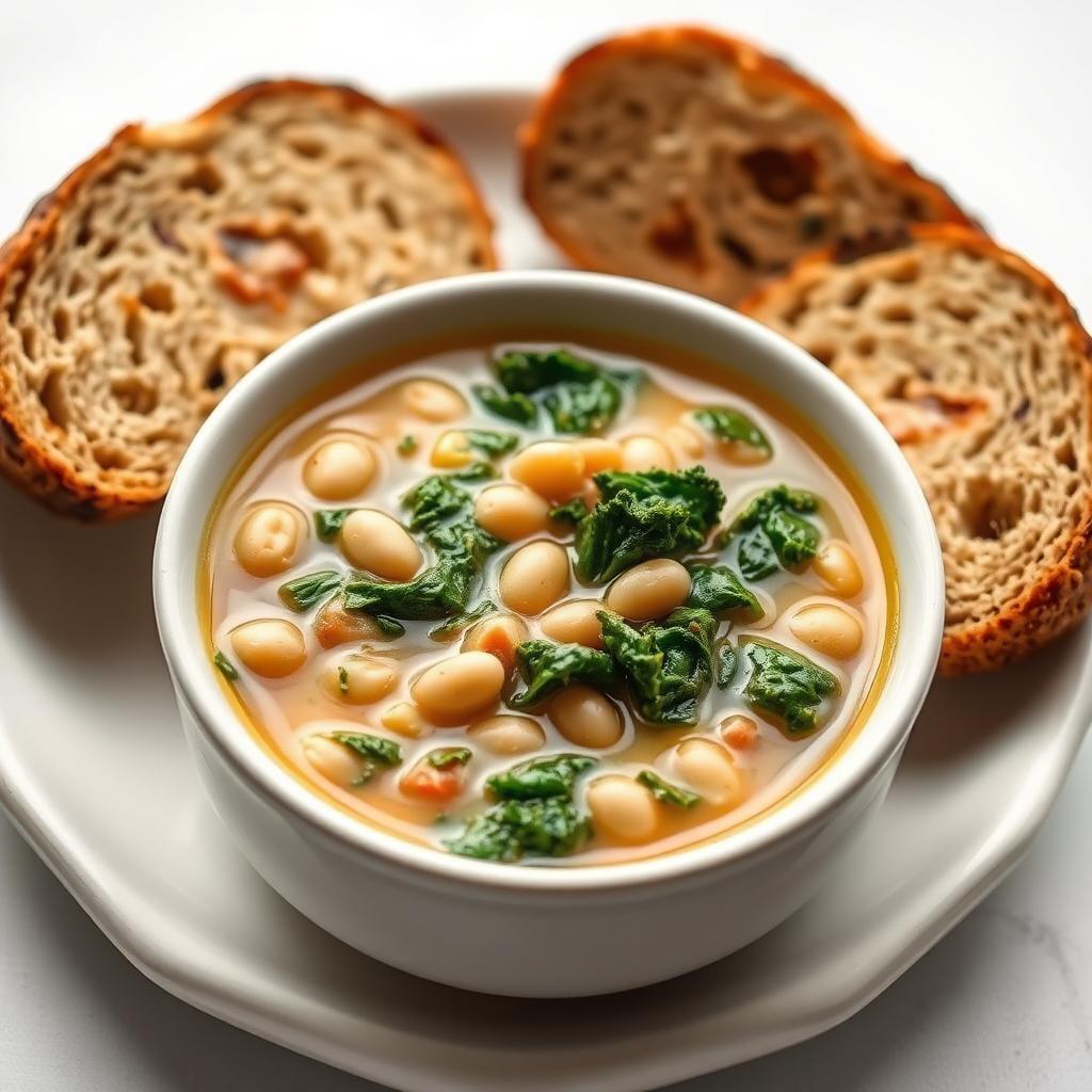 Tuscan White Bean & Kale Soup with Whole Grain Garlic Bread Tuscan White Bean & Kale Soup with Whole Grain Garlic Bread