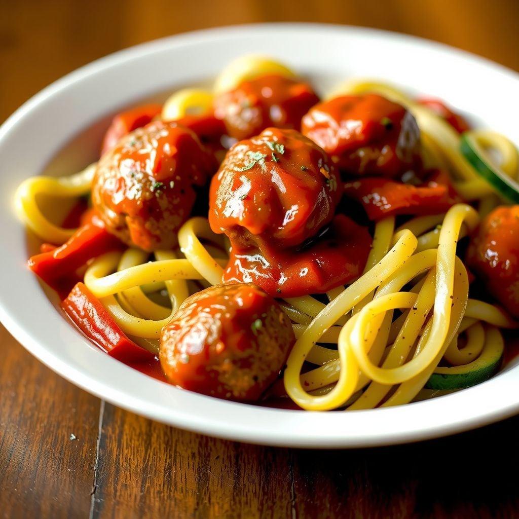 Microwave Meatballs & Zucchini Noodles Microwave Meatballs & Zucchini Noodles