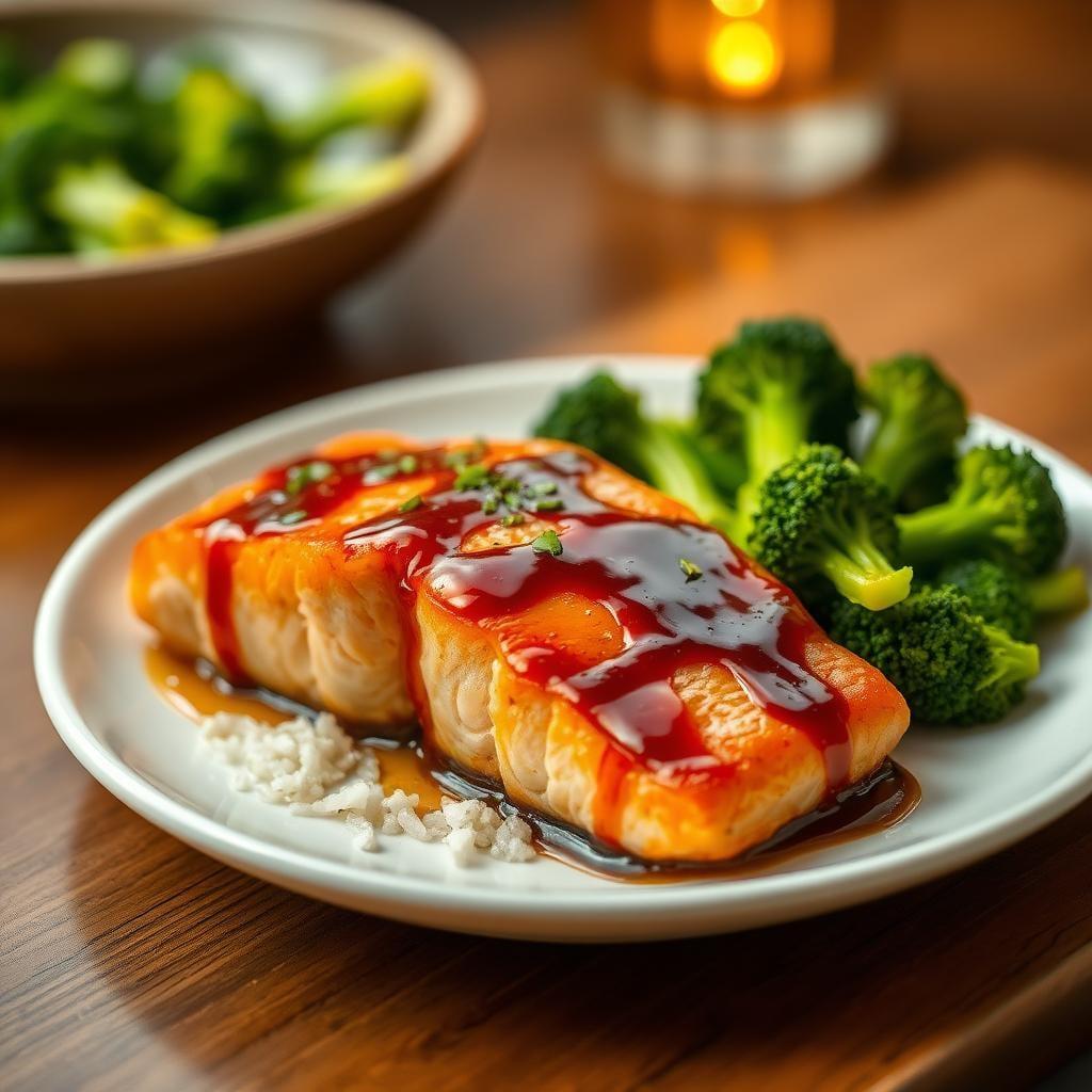 Ginger Soy Glazed Salmon with Steamed Broccoli Ginger Soy Glazed Salmon with Steamed Broccoli