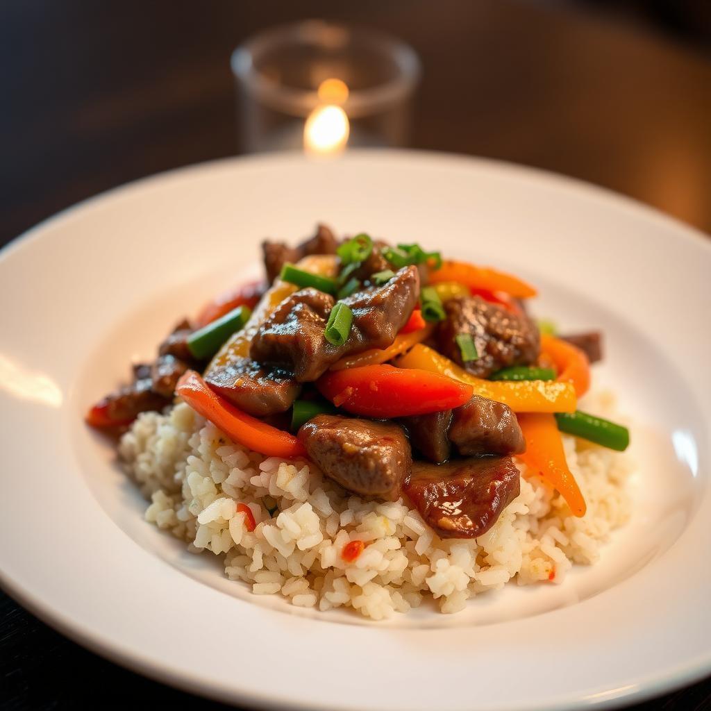 Beef and Vegetable Stir-Fry with Brown Rice