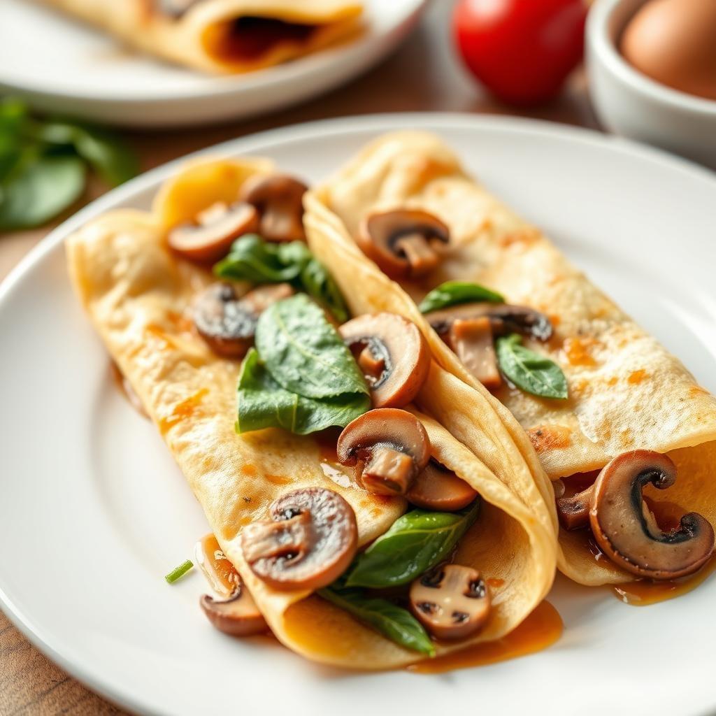 Savory Mushroom and Spinach Breakfast Crepes Savory Mushroom and Spinach Breakfast Crepes