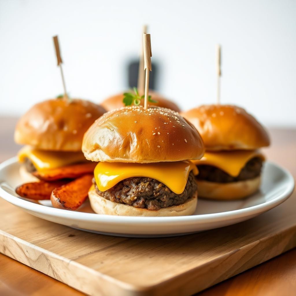 Mini Cheeseburger Sliders with Sweet Potato Wedges Mini Cheeseburger Sliders with Sweet Potato Wedges