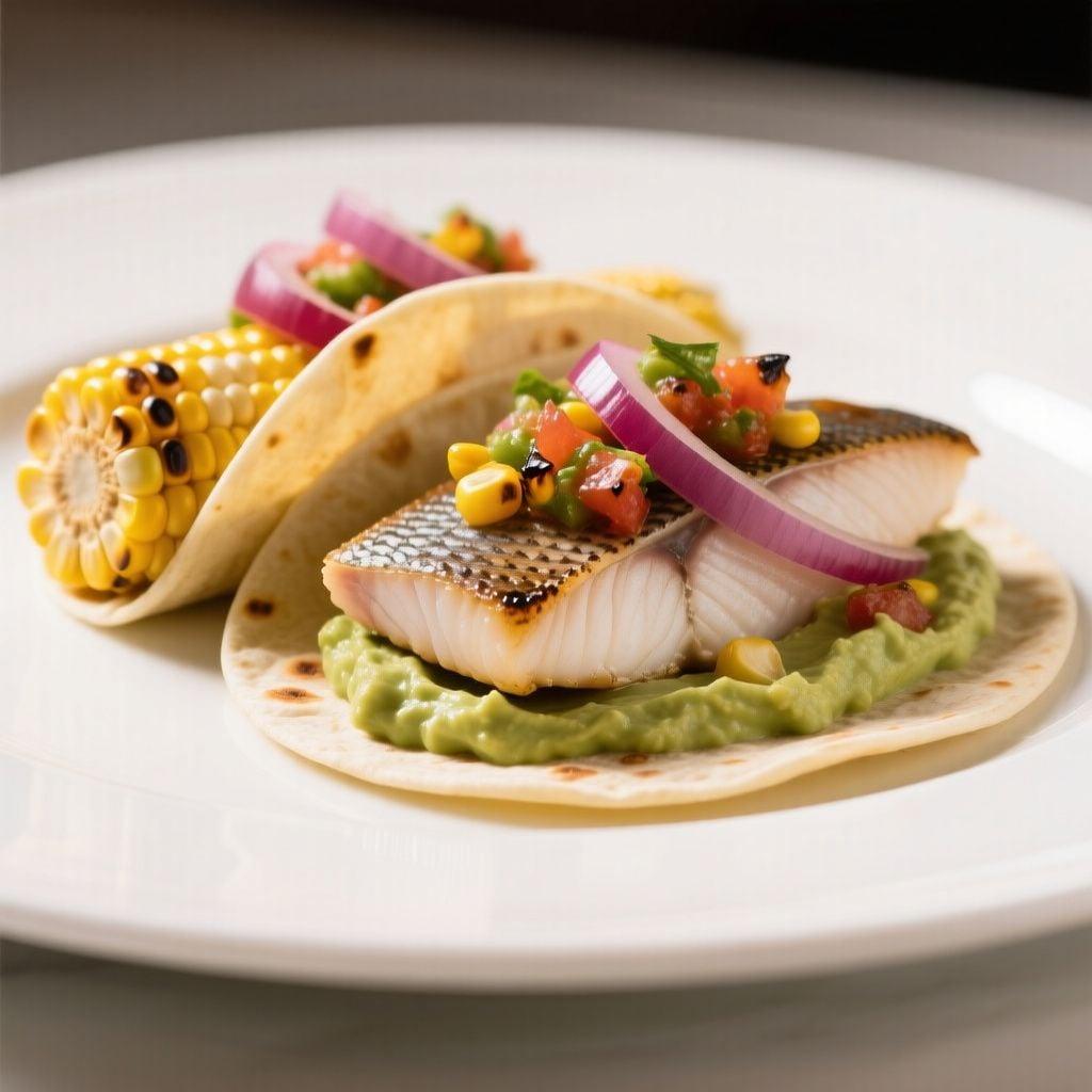 Cast-Iron Seared Mahi-Mahi Tacos with Charred Corn Salsa and Velvety Avocado Crema Cast-Iron Seared Mahi-Mahi Tacos with Charred Corn Salsa and Velvety Avocado Crema