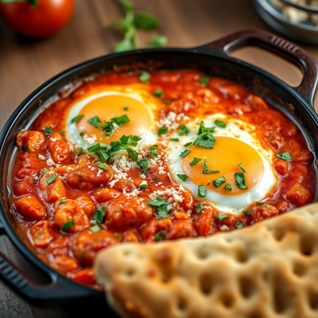 Calabrian Chili and Egg Breakfast Skillet with Focaccia