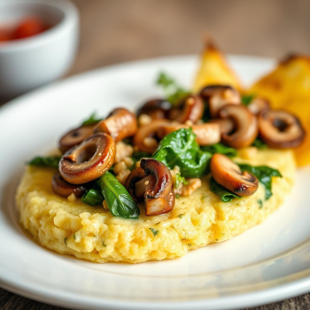 Savory Mushroom and Spinach Breakfast Polenta Savory Mushroom and Spinach Breakfast Polenta
