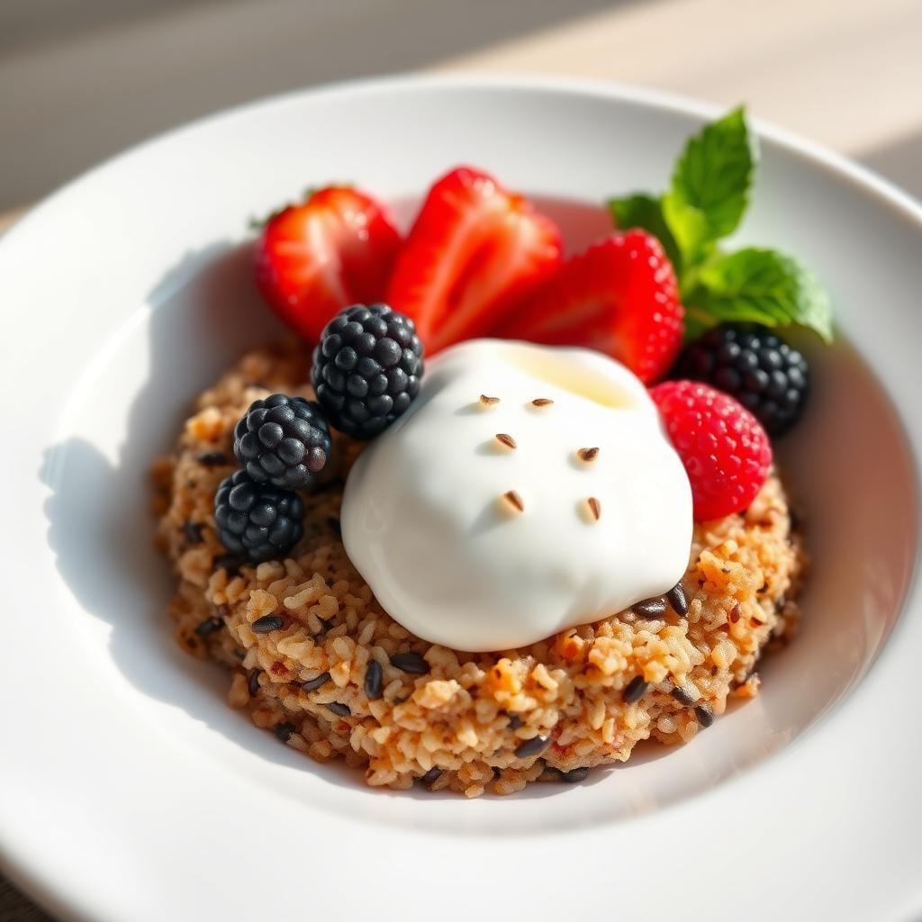 Berry Quinoa Breakfast Bowl with Honey Yogurt