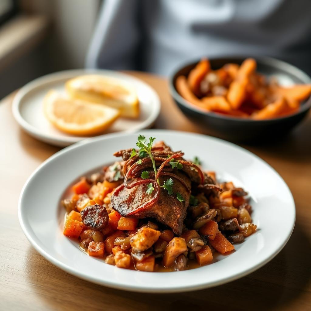Rustic Sweet Potato Hash with Crispy Chicken Livers & Caramelized Onions Rustic Sweet Potato Hash with Crispy Chicken Livers & Caramelized Onions