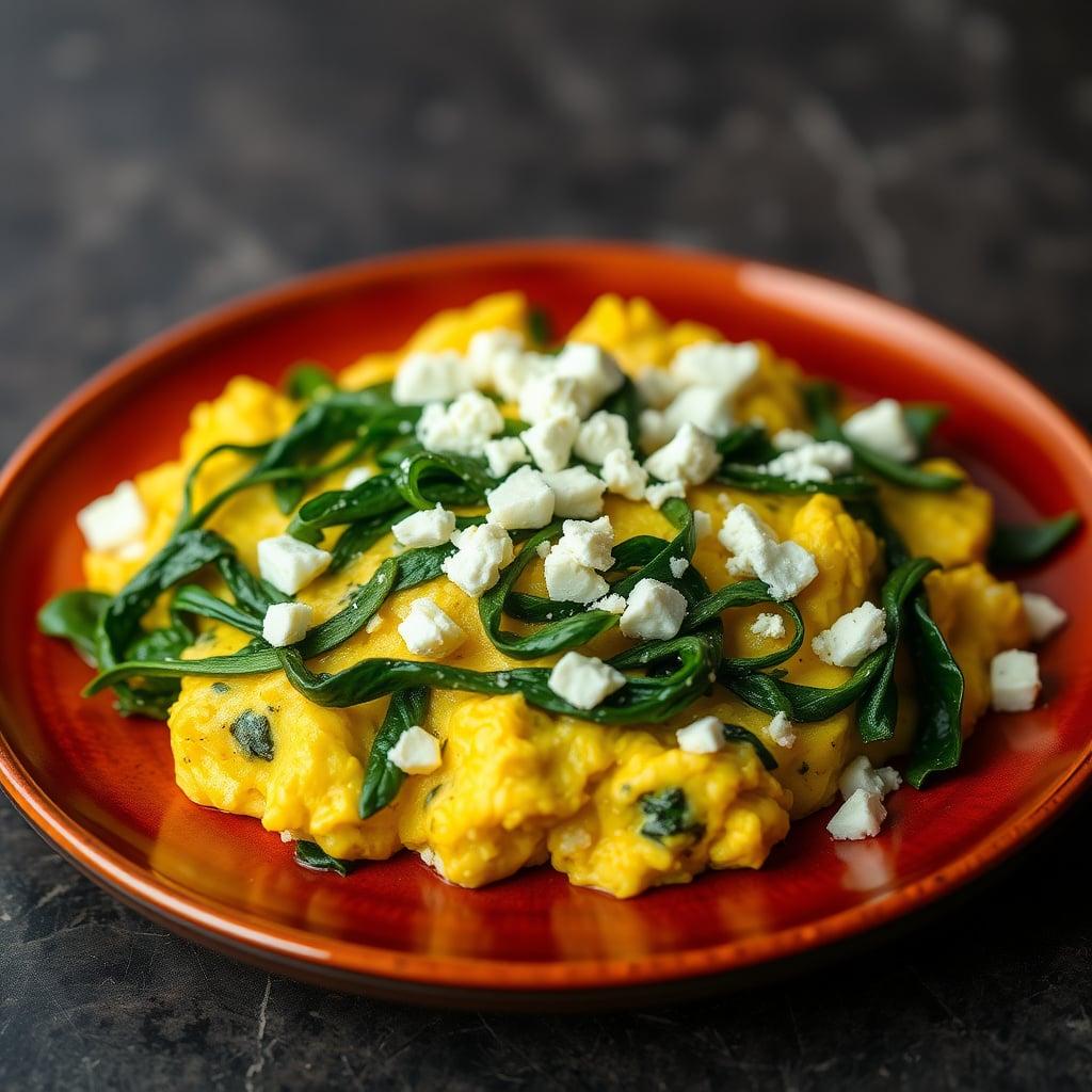 Quick Feta and Spinach Scrambled Eggs Quick Feta and Spinach Scrambled Eggs