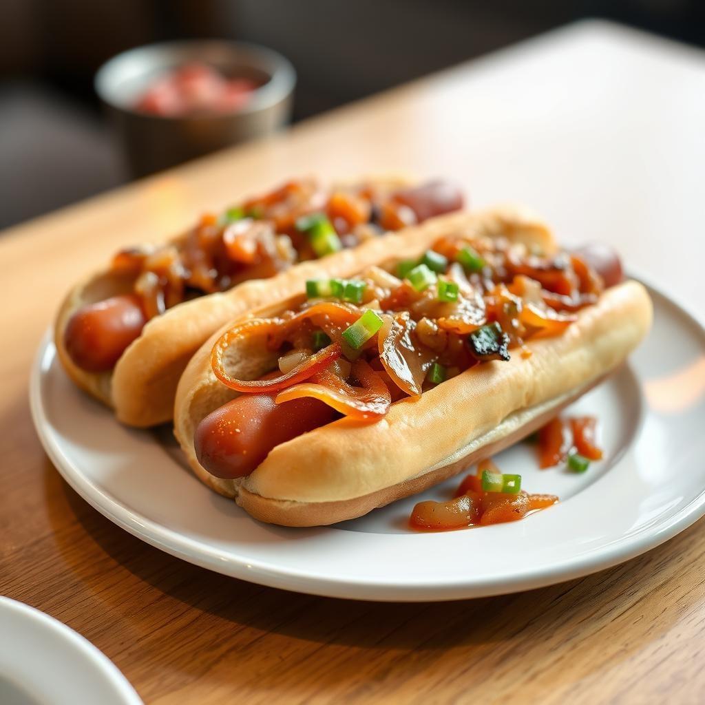 Gourmet Hot Dogs with Caramelized Onions & Homemade Relish Gourmet Hot Dogs with Caramelized Onions & Homemade Relish