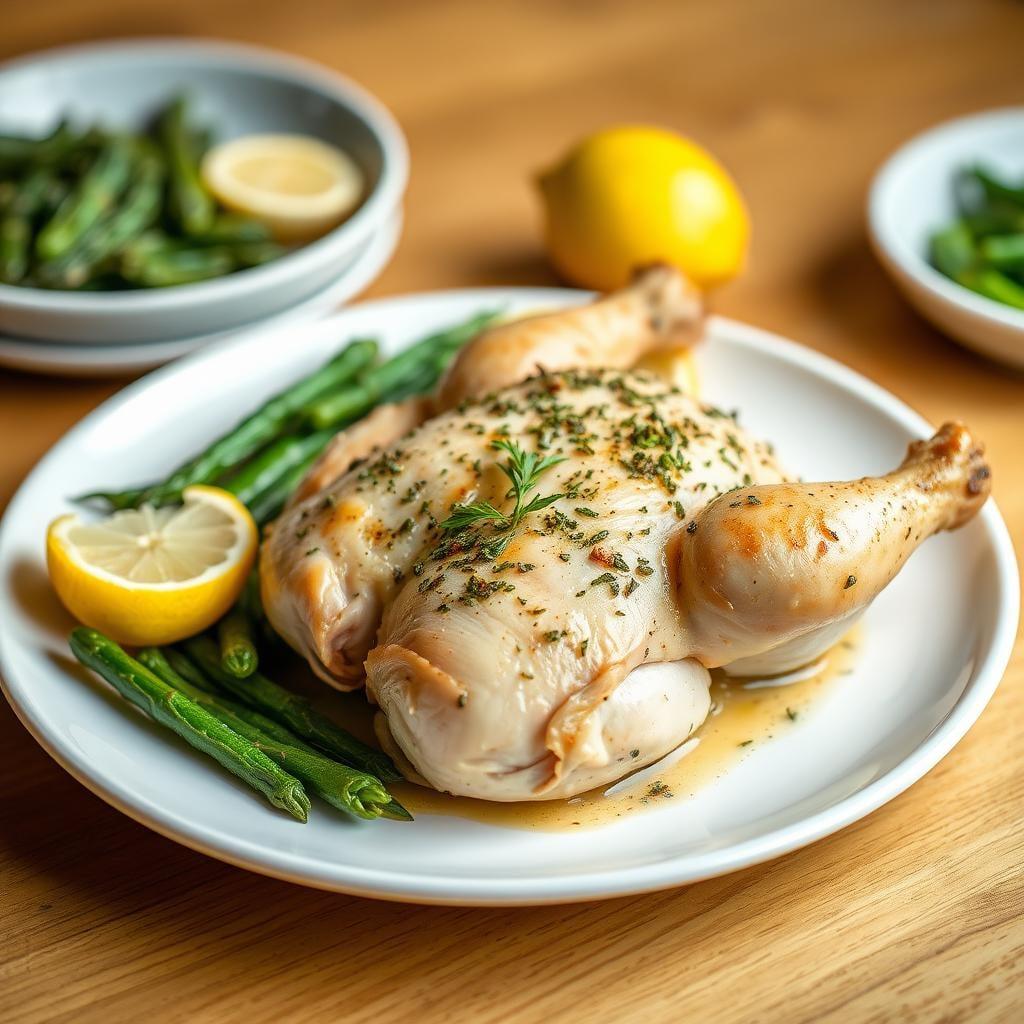 Garlic-Herb Roasted Chicken with Lemon Butter Vegetables Garlic-Herb Roasted Chicken with Lemon Butter Vegetables