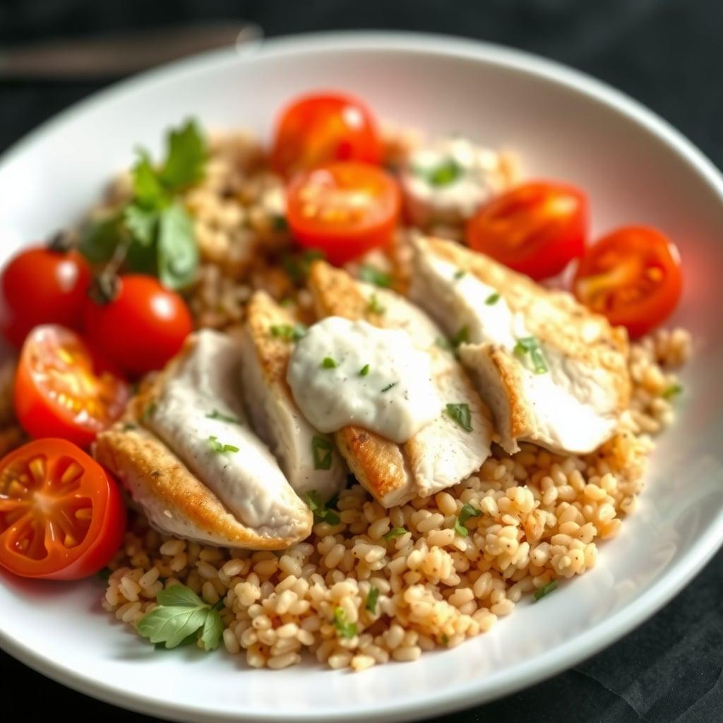 Mediterranean Chicken Grain Bowl with Lemon-Herb Tahini Mediterranean Chicken Grain Bowl with Lemon-Herb Tahini