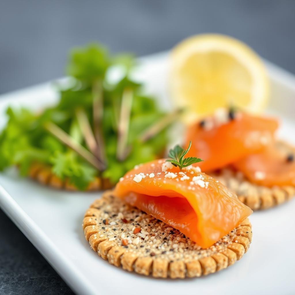 Almond Flour Chia Crackers with Smoked Salmon Almond Flour Chia Crackers with Smoked Salmon