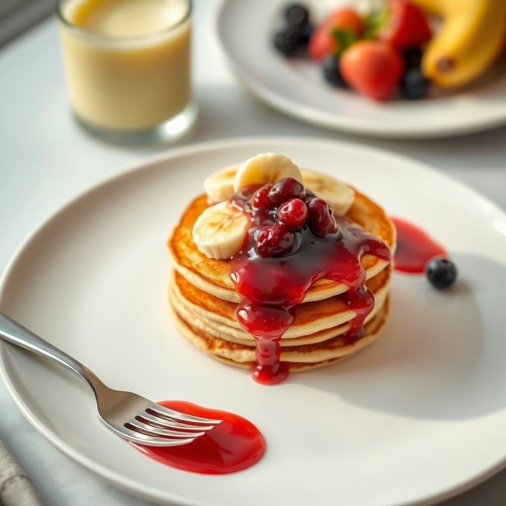 Banana Pancake Stacks with Berry Compote