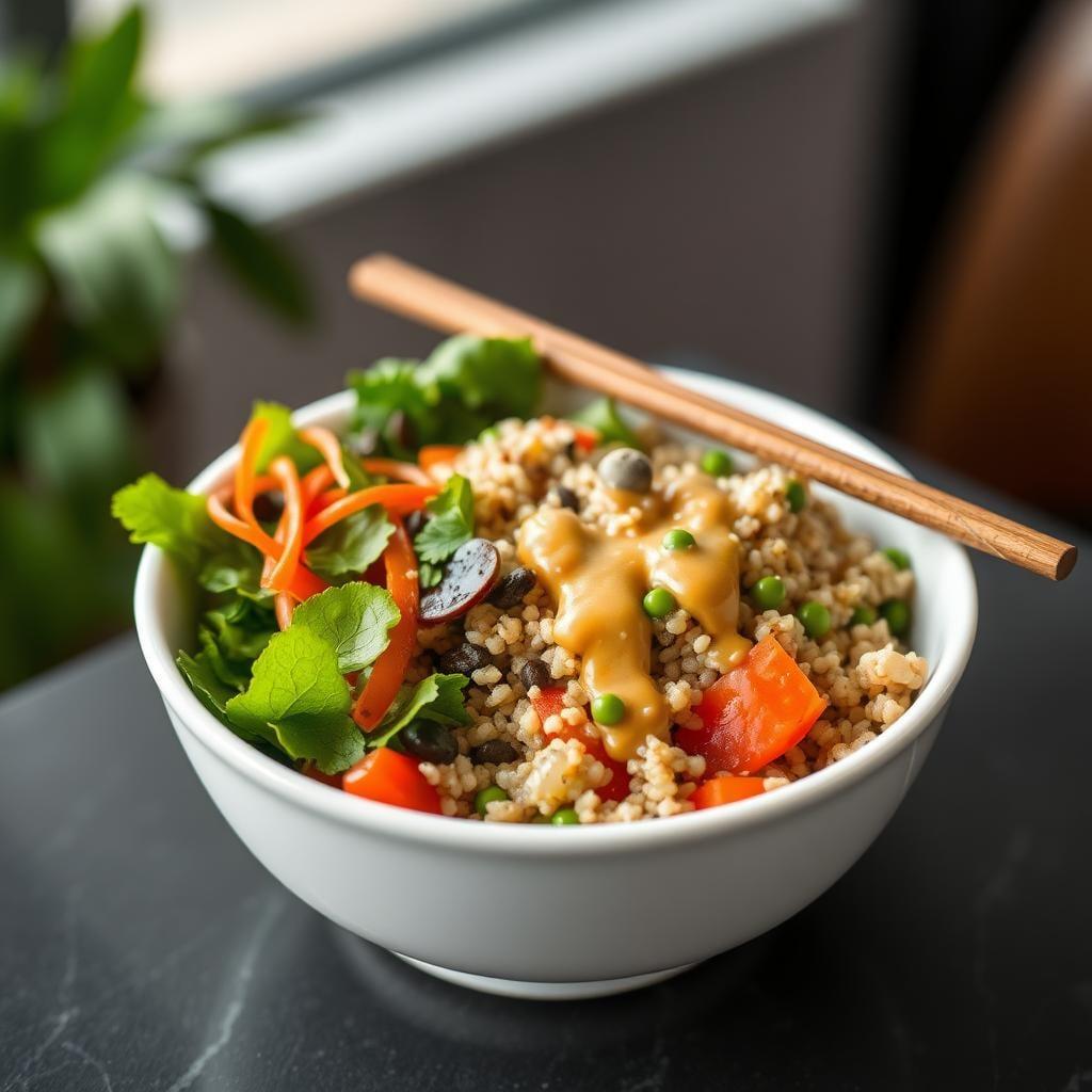 Asian-Inspired Quinoa Bowl with Sesame Dressing Asian-Inspired Quinoa Bowl with Sesame Dressing