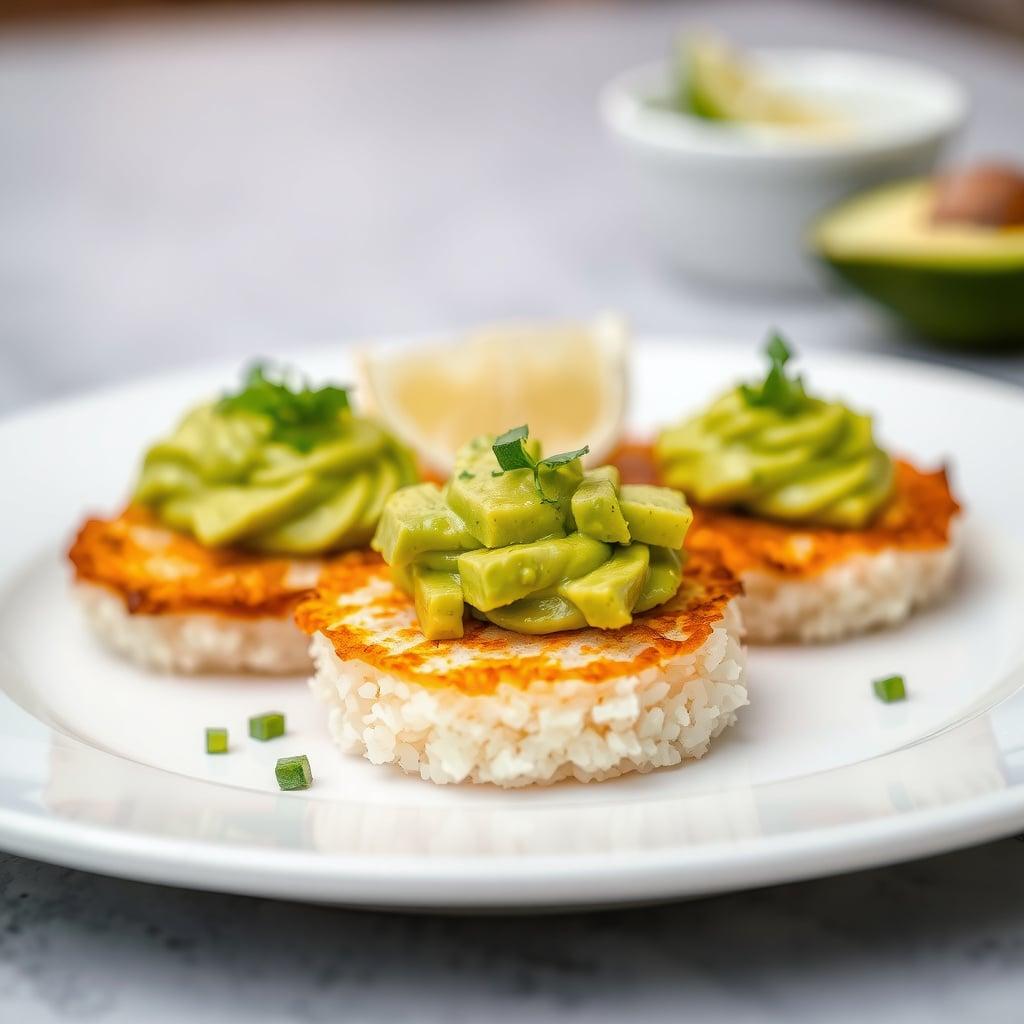 Artisanal Smashed Avocado on Crispy Handmade Rice Cakes