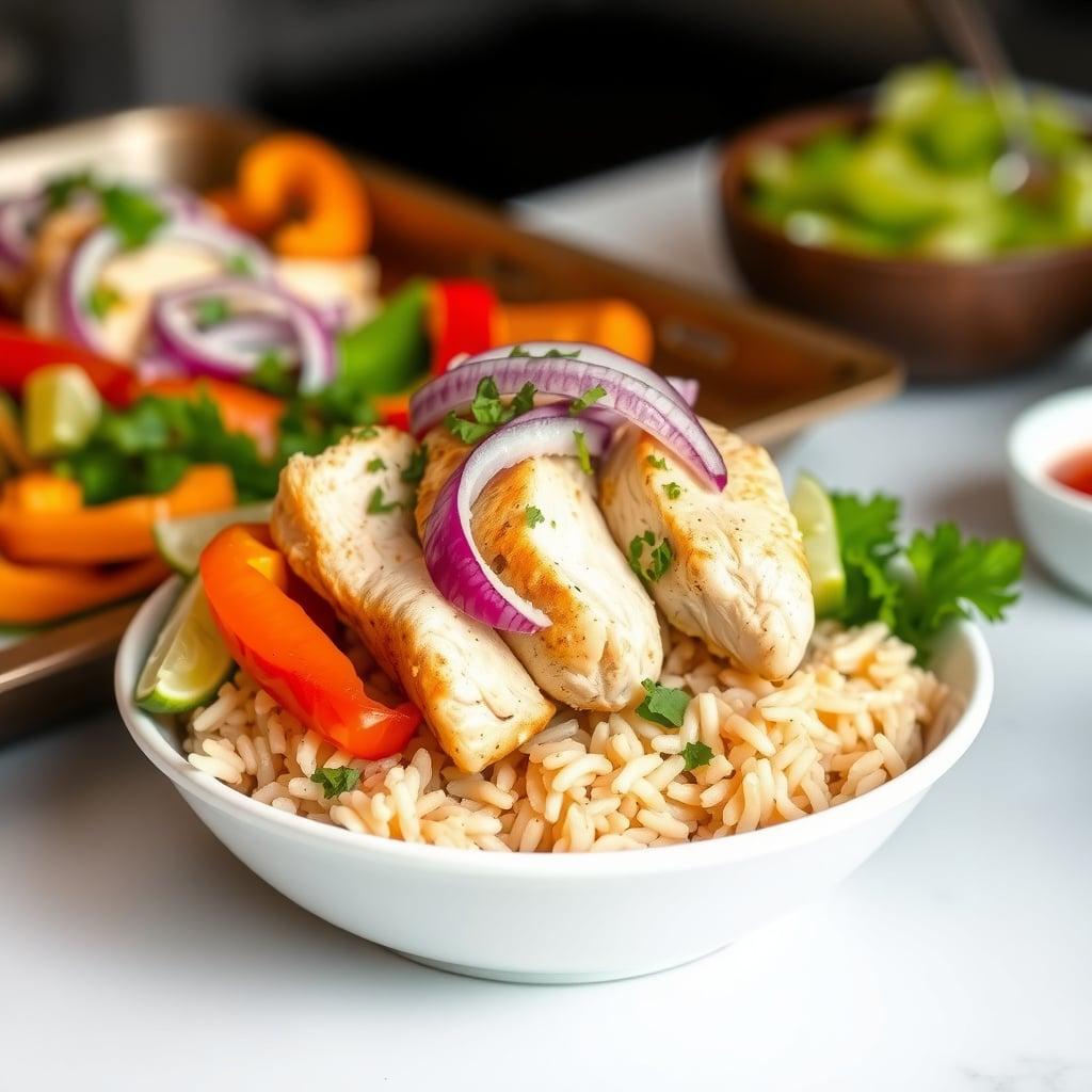 Sheet Pan Chicken Burrito Bowls with Cilantro-Lime Rice Sheet Pan Chicken Burrito Bowls with Cilantro-Lime Rice